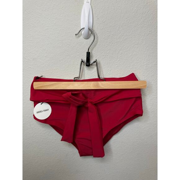 NWT Andrea Iyamah Maven High Waisted Bikini Bottom Red Womens Size XS Beach Swim - Picture 3 of 5